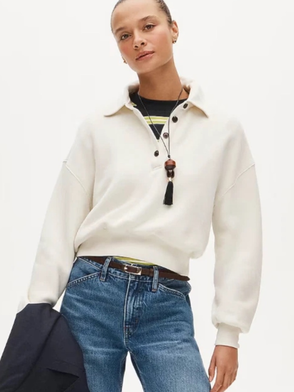 J. Crew Heritage terry rugby sweatshirt - vintage ivory